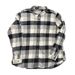 Carhartt XXL Flannel Shirt Black Gray Buffalo Plaid Long Sleeve Button Up